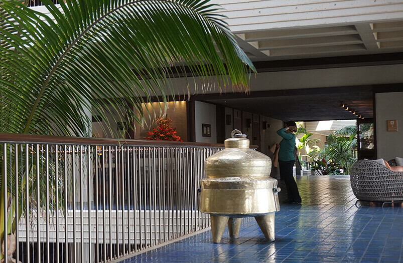 lobby with urn